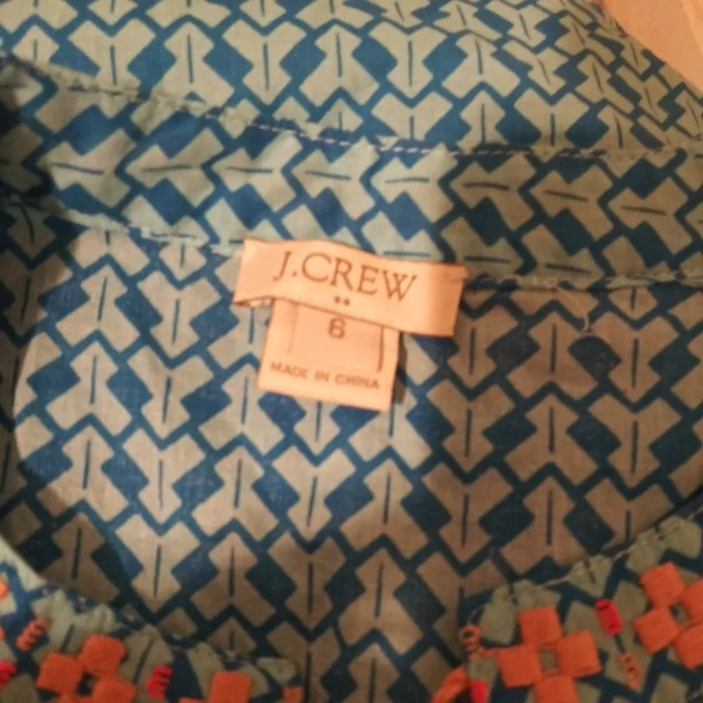 J.Crew Turquoise Boho Embroidered Blouse - Picture 5 of 7